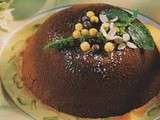 Bavarois de chocolat noir amer à la sauce pistache