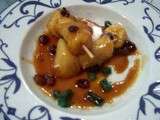 Brochettes d’ananas et bananes rôtis au rhum ambré