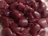 Brochettes de rognon de veau à la moutarde violette de Brive, brunoise de chayottes au beurre mousseux