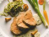 Filet de veau aux girolles sur lit de roquette en sauce