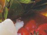 Fraises gariguettes à l’herbe sacrée et goutte de Madiran, crème glacée à la ricotta