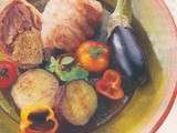 Gigotins de canard en broche aux aubergines grillées et marjolaine