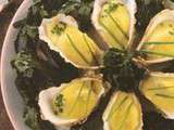 Huîtres de Prat-ar-Coum duxelles de champignons et sauce mousseline