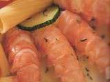 Langoustines aux courgettes, poivron rouge et sarriette