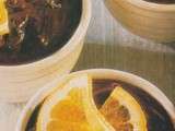 Mousse chocolat-marrons, julienne d’orange confite