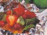 Papillote de fruits de saison, coulis d’orange et vapeur de menthe