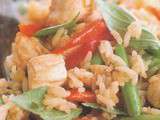 Riz jasmin sauté au poulet et au basilic ( Thaï )
