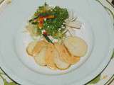 Salade rustique de foie gras de canard cru aux charlottes de Noirmoutiers et Pacherenc de Vic Bilh