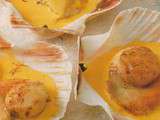 St Jacques au safran dans leur coquille au Reuilly blanc