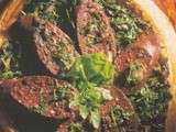 Tarte fine de boudin aux châtaignes et aux herbes