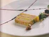Terrine de foie gras, Beaufort, bacon et basilic, cerises rôties à l’amande et Amaretto