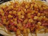 Rissoler aux Pommes, Saucisses et Lardons / Salteado de Salsicha com Batatas e Bacon