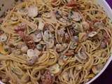 Spaghetti aux champignons et chorizo