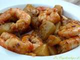 Crevettes et pommes de terre au saté