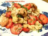 Salade de chou-fleur rôti aux langoustines et aux fraises