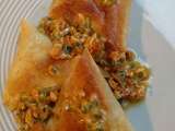 Samossas canard-butternut, sauce aux fruits de la passion