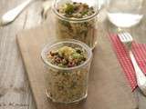 Taboulé au quinoa, concombre, tomates séchées et graines de tournesol (vegan)