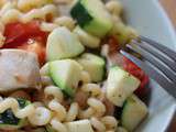✷ Méli-mélo de pasta, courgettes, tomates et filet de lapin ✷
