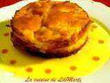 Cheesecake au chou-fleur, butternut, pomme granny, amandes et sa crème anglaise et son filet de coulis d'abricot