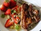 Agneau aux airs d'été : Agneau épicé & taboulé fraises-tomates-feta-basilic