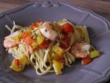 Tagliatelles aux crevettes et poivrons