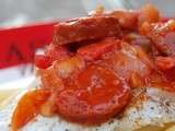 Filet de lieu noir au chorizo et sauce aux poivrons