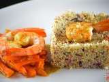 Gambas poêlées sauce vanillée à l’orange et son couscous aux fleurs