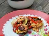 Gratin de riz au chorizo et aux légumes du soleil