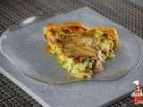 Tarte poireaux, raclette et lardons