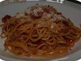 Spaghettis au ketchup, thon & tomates cerise