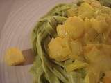 Tagliatelles, fondue de poireaux et Noix de St-Jacques