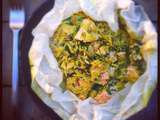 Papillotes de saumon au curry de légumes