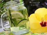 Eau pétillante au concombre, menthe, citron vert et citron jaune (detox water)