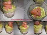 Amuse bouche verrines d'avocat et saumon