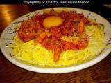 Spaghetti sans gluten aux lardons et tomates semi-sechees (recette maison)