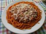 Spaghettis de quinoa au jambon, ricotta et petits légumes