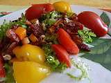Salades composée fin d'été: noix, lardons, chorizo, tomates