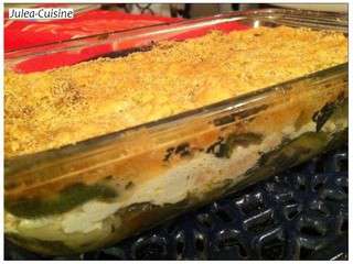Gratin de ravioles saumon ricotta courgettes