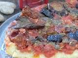 Pizza aux antipastis et anchois et aux farines de pois chiches et de riz Exquidia