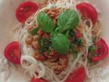 Spaghettis sans gluten au thon, à la tomate et au basilic