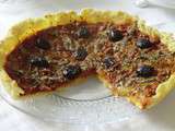 Tarte salée aux tomates, oignons, anchois et olives noires sans gluten et sans lactose