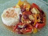Tofu aux haricots rouges, poivrons et tomates
