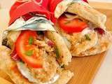 Pitas au poulet mariné au yogourt