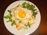 Salade d'asperges au fromage Le Moine et oeuf au plat