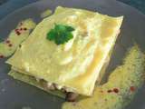 Lasagnes au lard cuit champignons de Paris sauce à la scamorza
