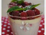 Gelée de chocolat blanc, framboises et menthe
