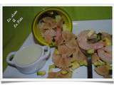 Pâtes, sauce cougettes et gambas au citron