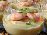 Petites verrines de crèmes d'asperges et crevettes
