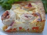 Quiche au poulet, jambon cru et petits légumes