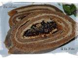 Roulé de pain d'épices au foie gras et à la compote de figues